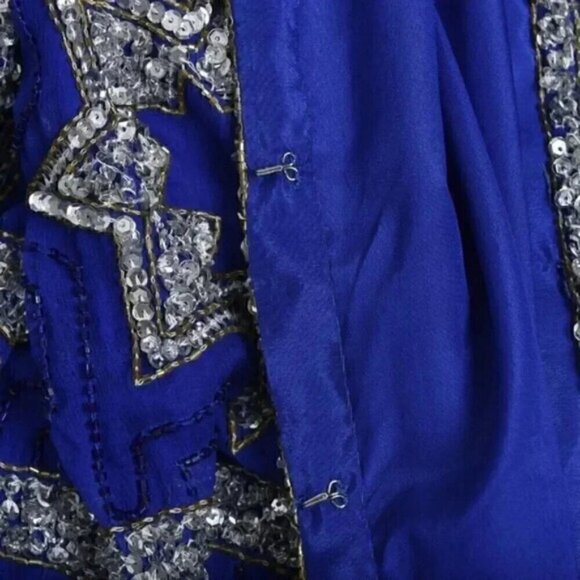 Vintage  80's Scarlet Rage Royal Blue Silver Stars Beaded Sequins Jacket Formal - Picture 11 of 14